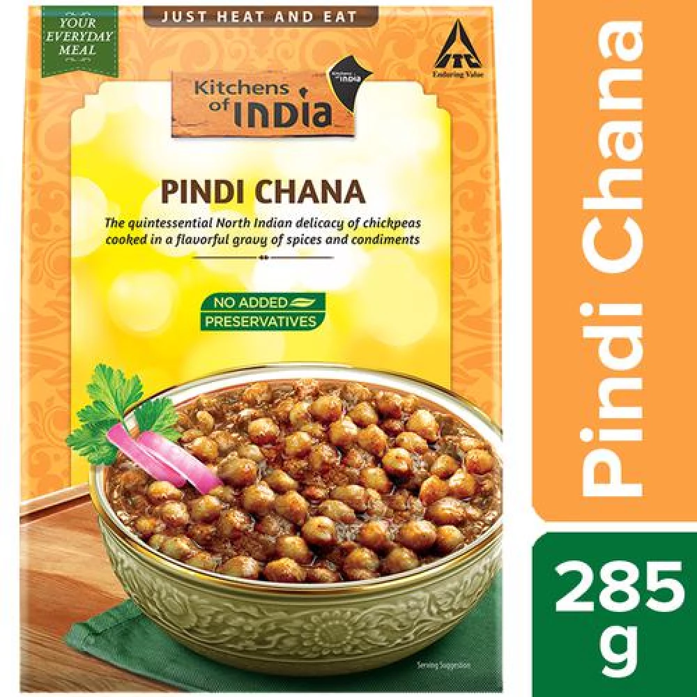 Kitchens Of India Pindi Chana - ITC Ready To Eat Indian Dish, 285 g Carton-1.webp